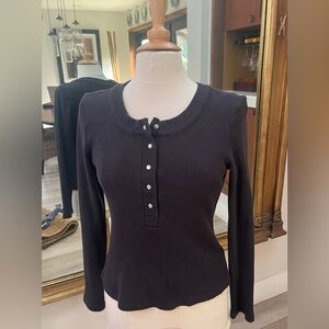 Joe's Long Sleeve Waffle Knit Henley Size L